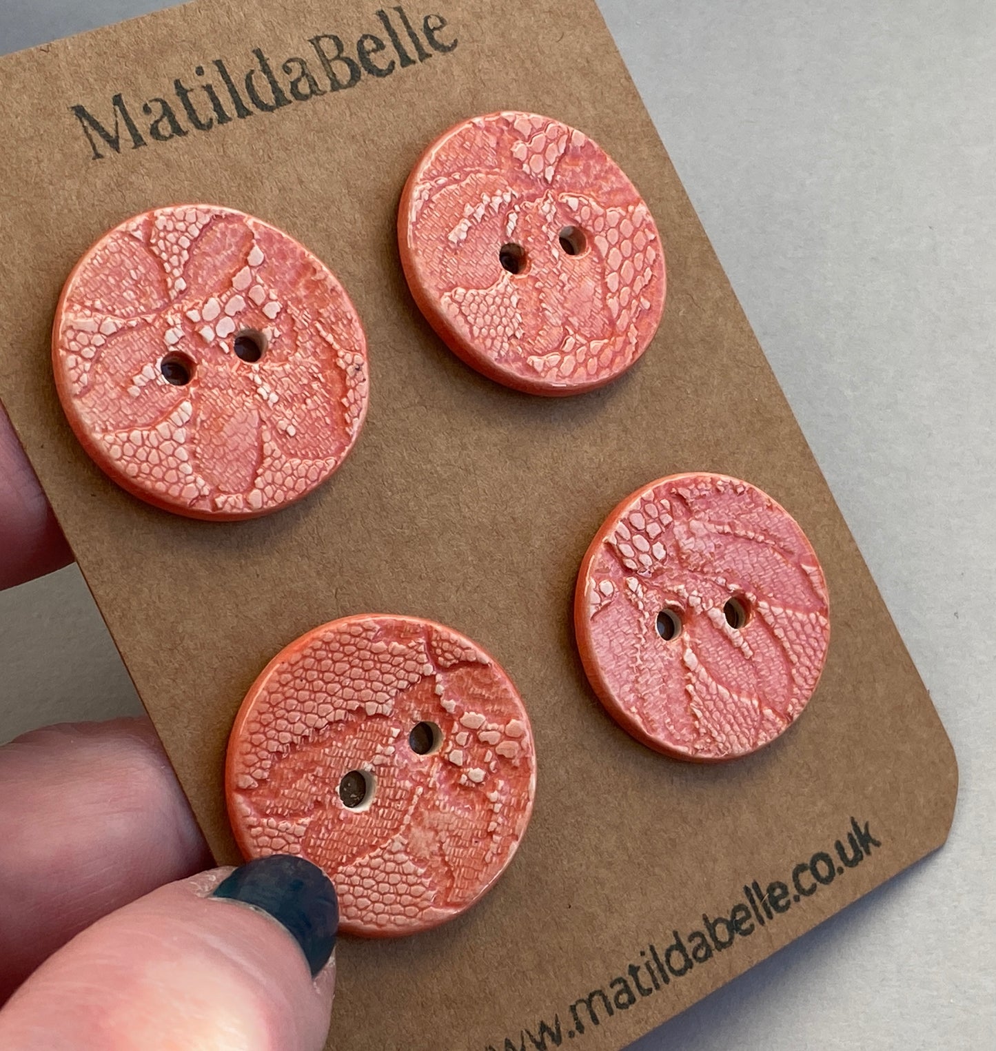 28mm Set of four handmade ceramic 28mm round buttons