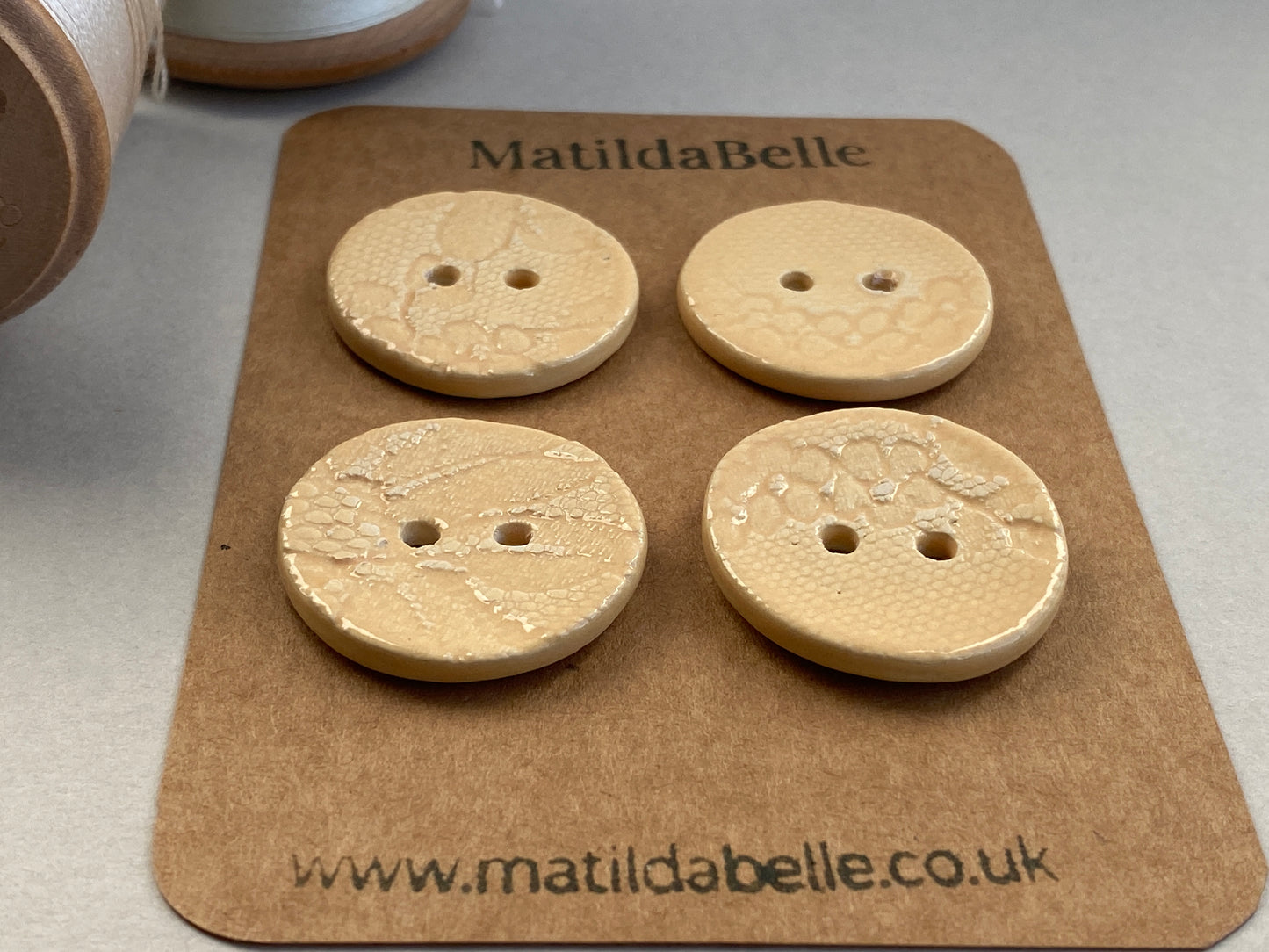 28mm Set of four handmade ceramic 28mm round buttons yellow