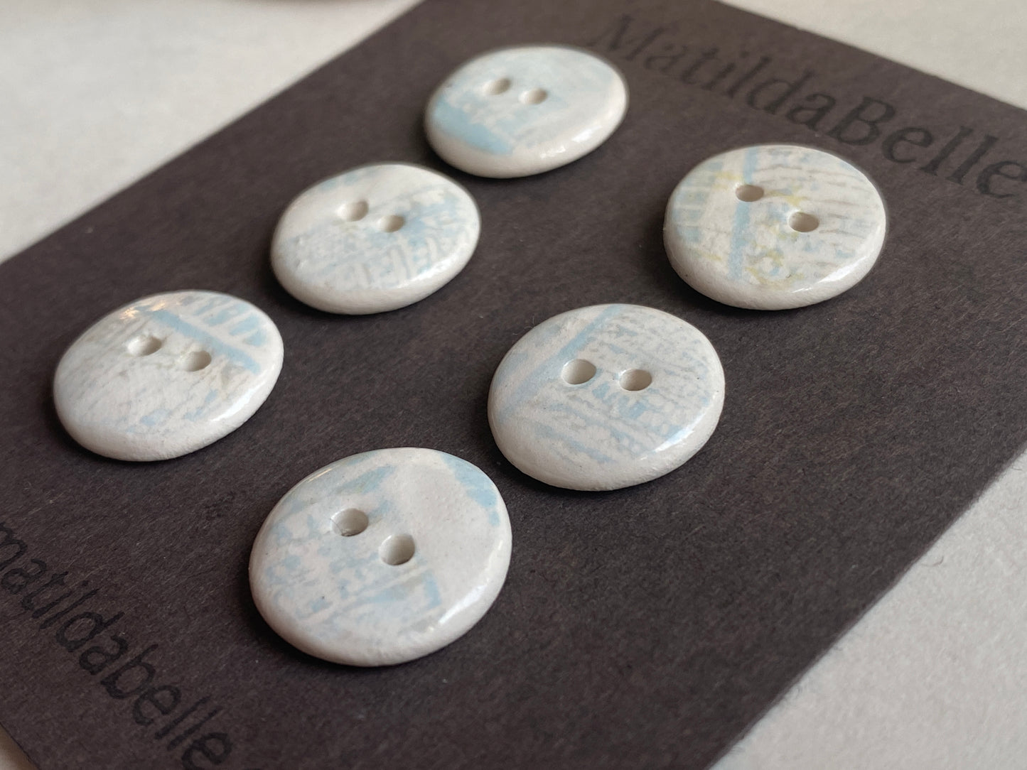 Buttons set of Six 16mm Handmade Round Ceramic Buttons