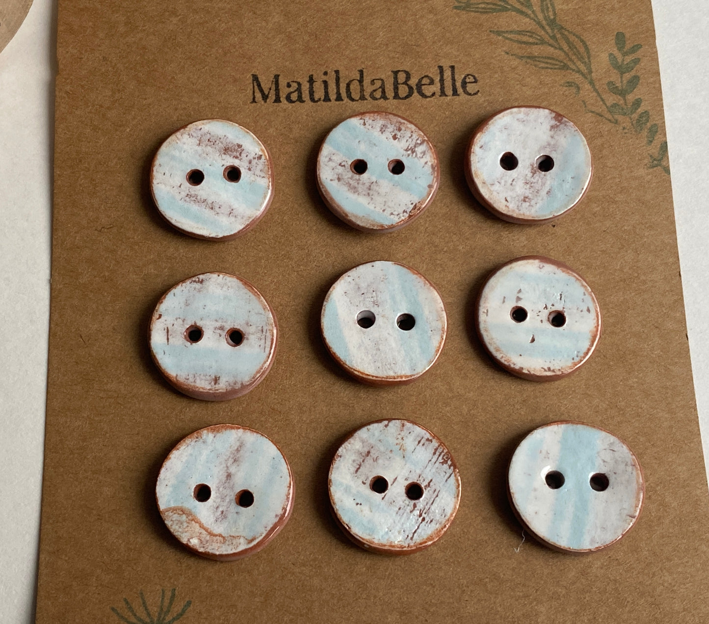 Buttons set of 9,  20mm Handmade Round Ceramic Buttons