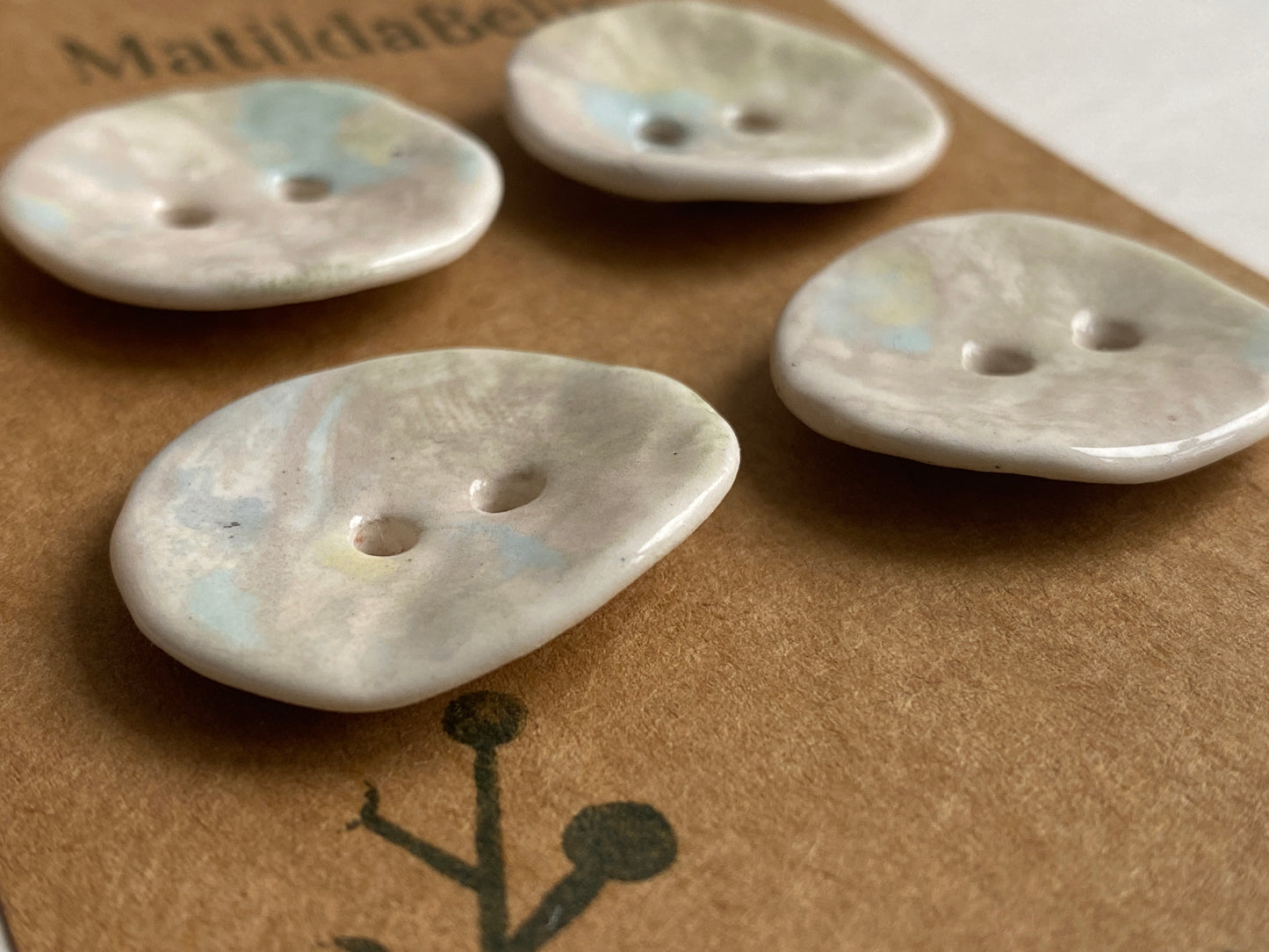 Buttons set of Four 28mm Handmade Round Ceramic Buttons