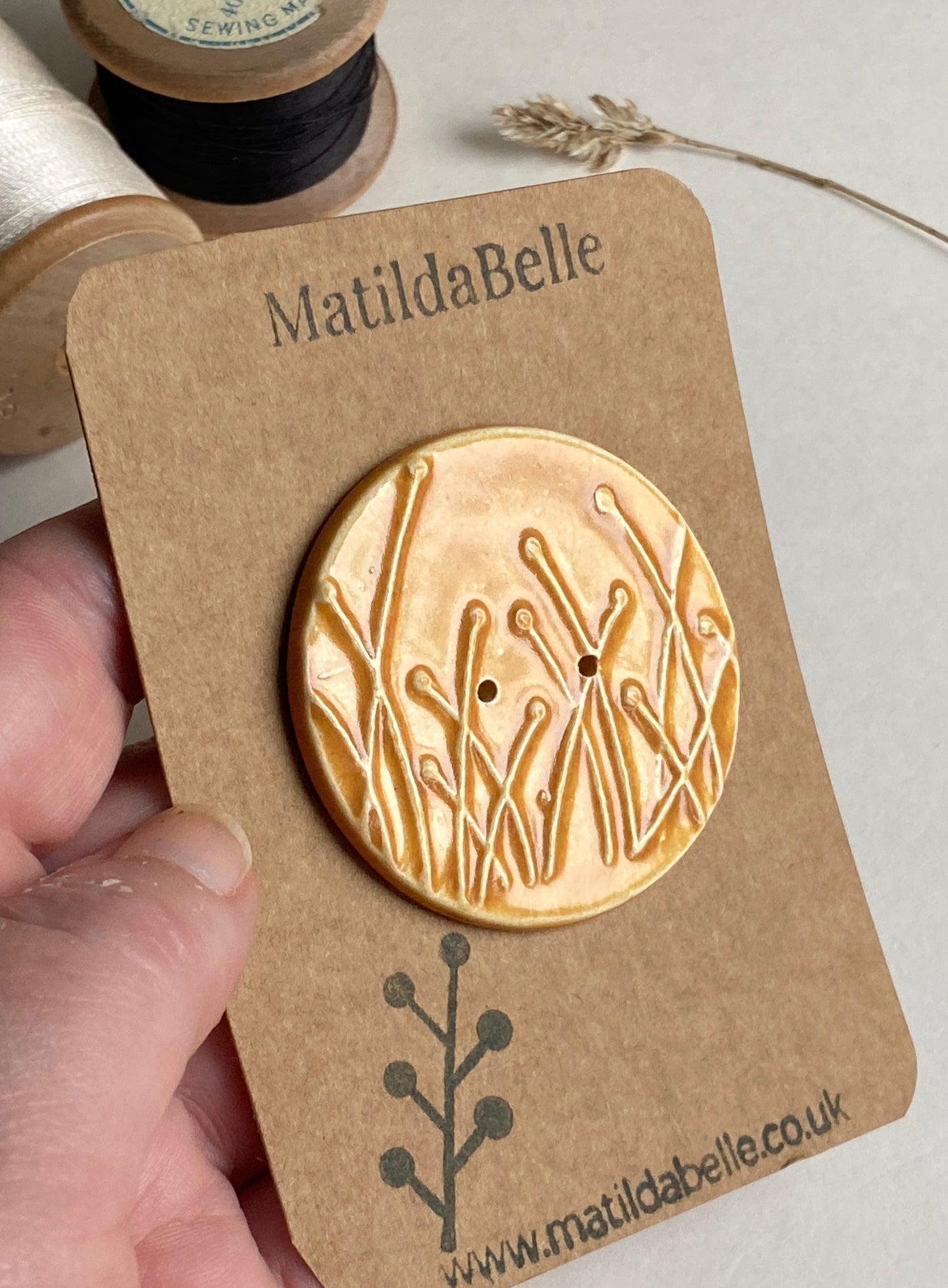 Large Botanical Single Handmade Button 50mm