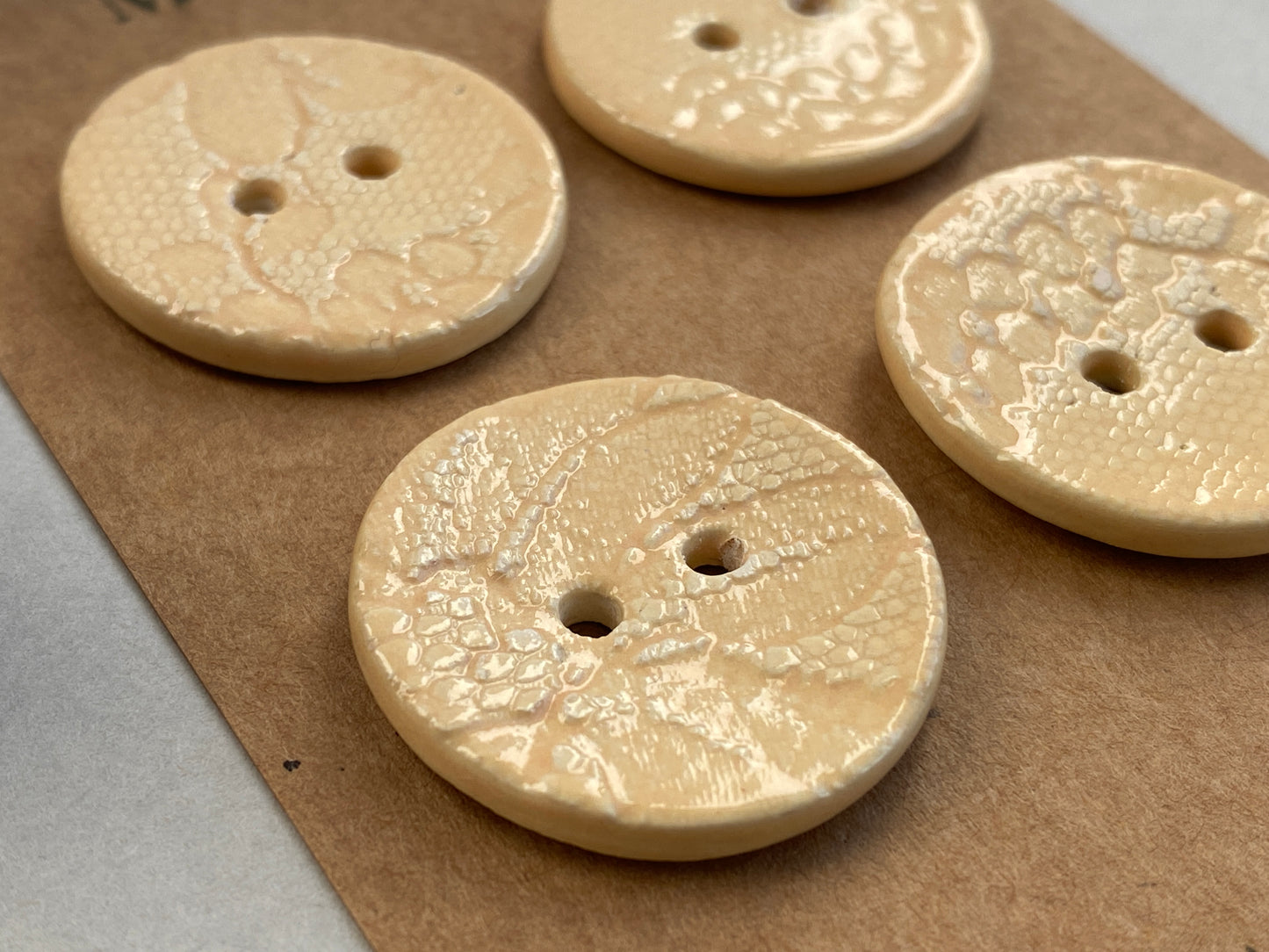 28mm Set of four handmade ceramic 28mm round buttons yellow