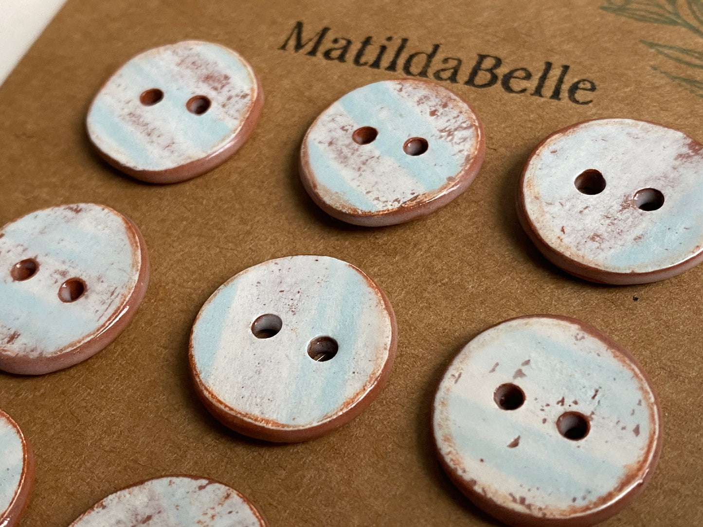 Buttons set of 9,  20mm Handmade Round Ceramic Buttons