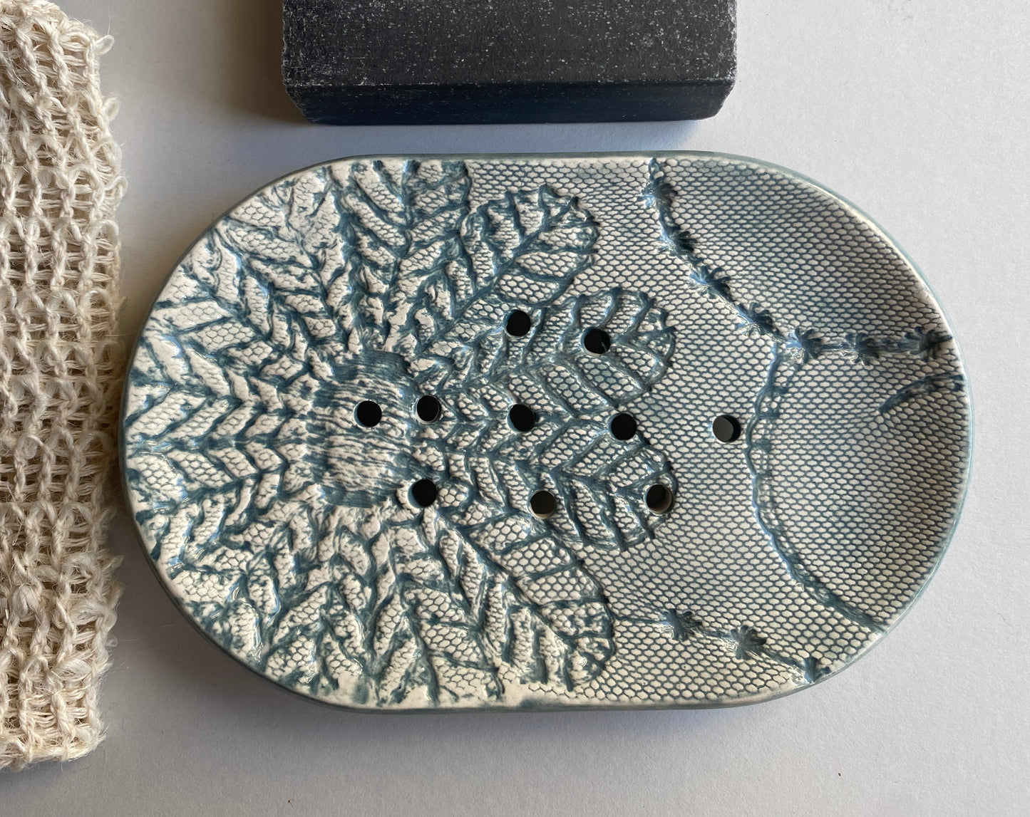 Handmade Large Ceramic Soap Dish Grey