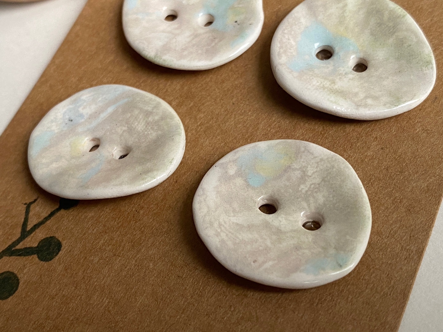 Buttons set of Four 28mm Handmade Round Ceramic Buttons