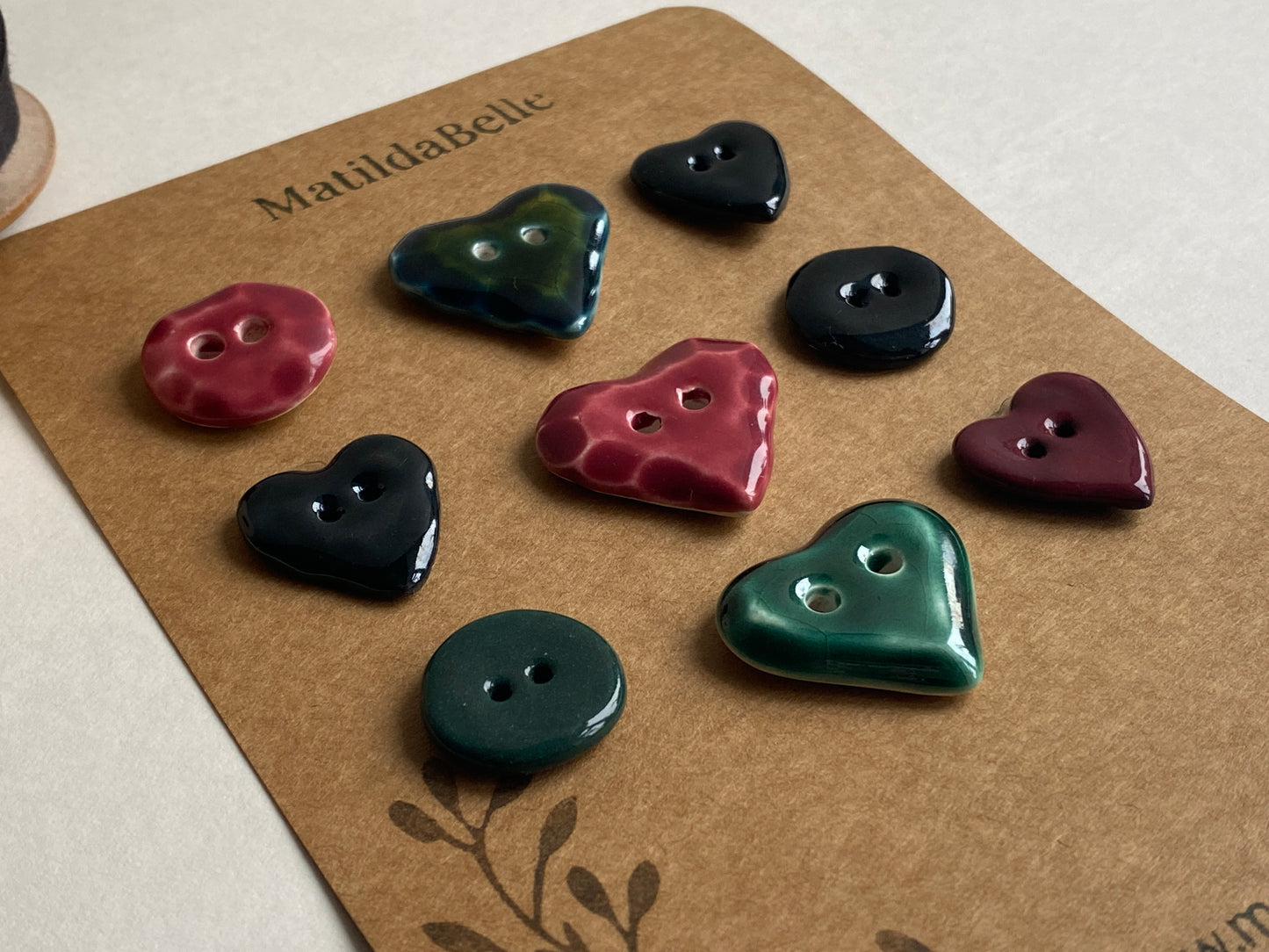 Buttons Set of 9 Mixed Handmade Ceramic Buttons