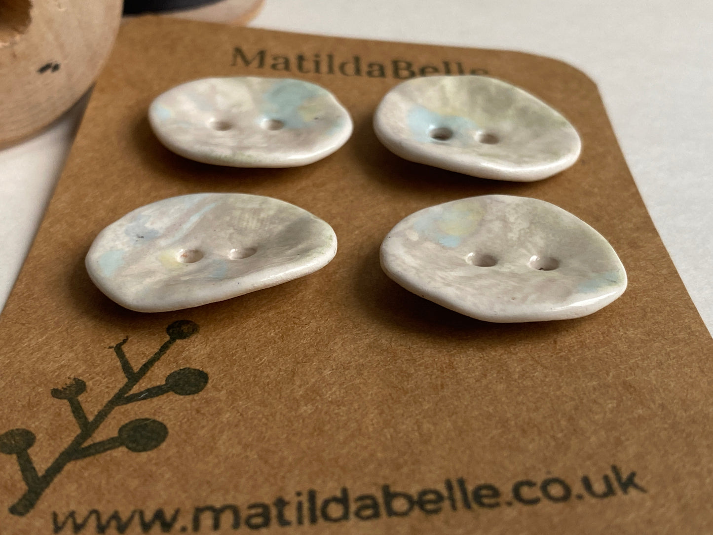 Buttons set of Four 28mm Handmade Round Ceramic Buttons