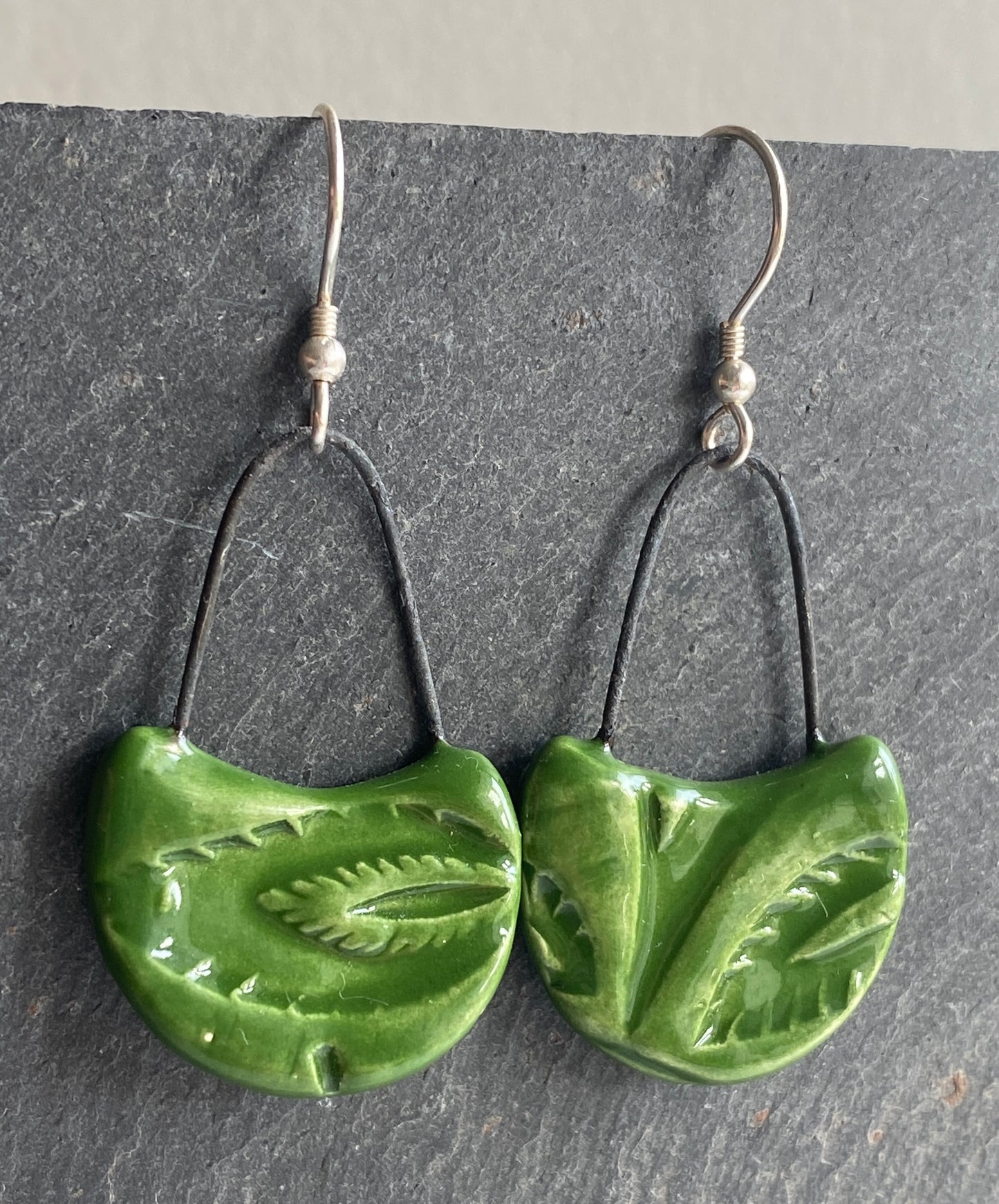 Ceramic Botanical Dangle Earrings - Choice of Greens