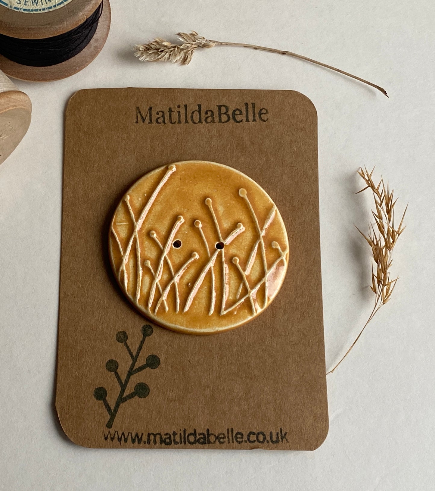 Large Botanical Single Handmade Button 50mm