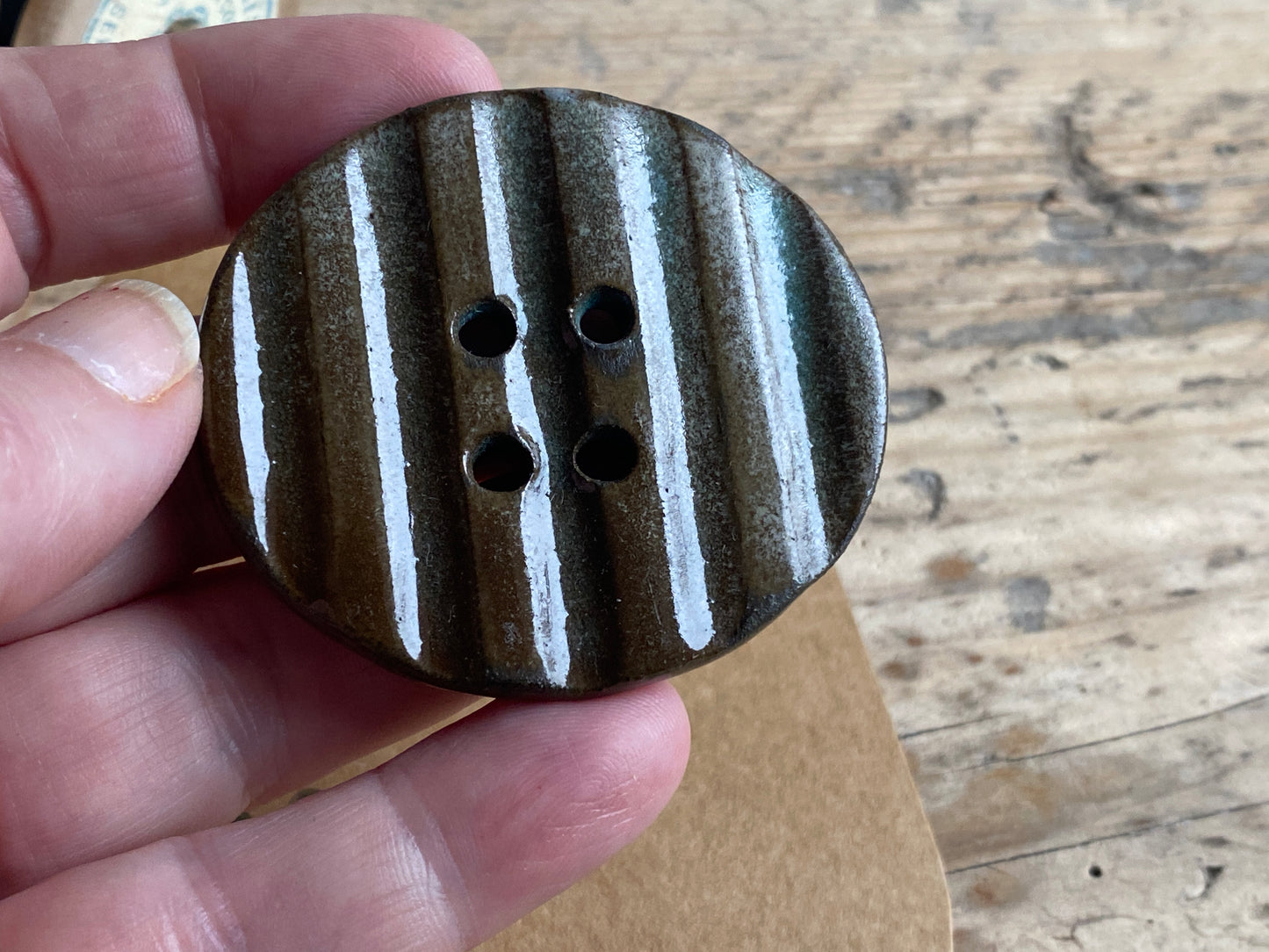 Extra Large Chocolate Chunky Stoneware Button 55mm