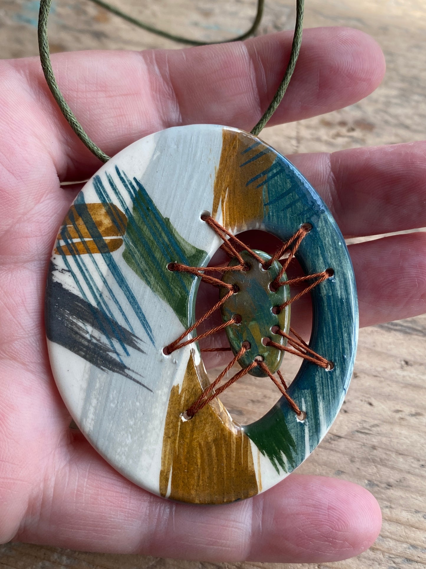 Statement Stitched Pendant Necklace