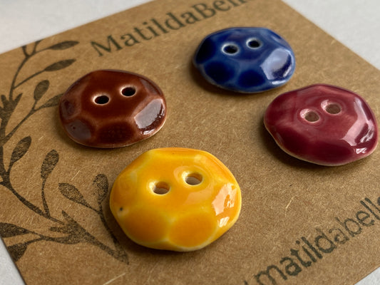 Vintage inspired 20mm Round Buttons set of four, mixed colours