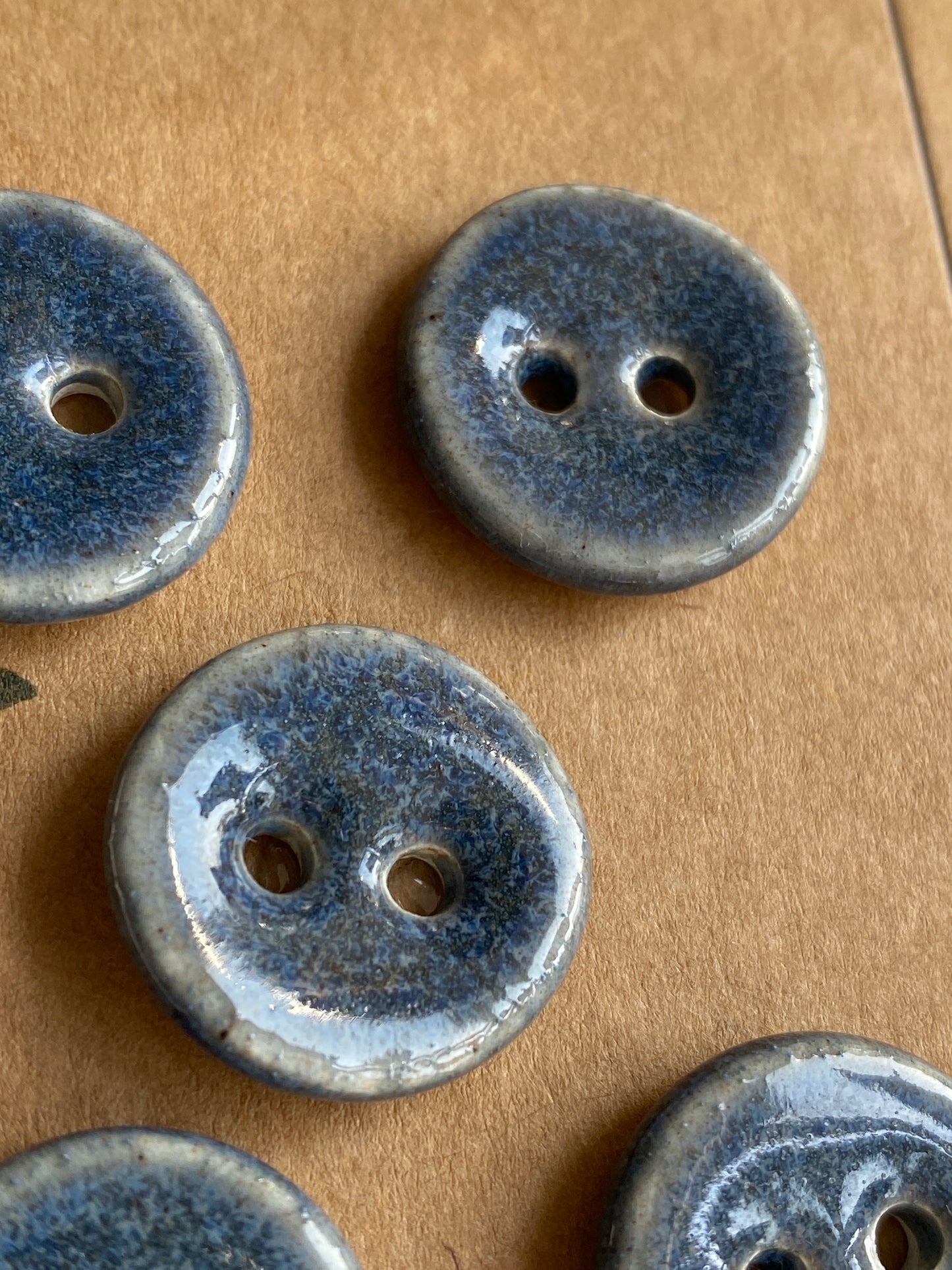 Buttons set of 5 Round Heather 20mm Handmade Ceramic Buttons, choice of buttonhole size