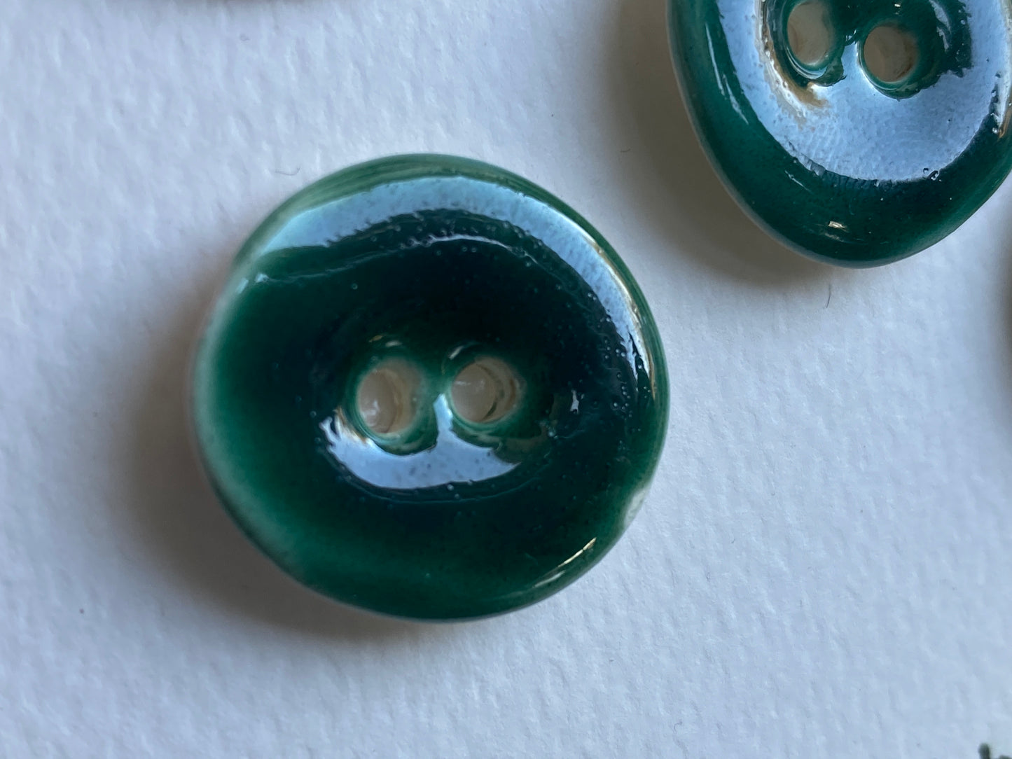 Handmade Ceramic Buttons 24mm rich Glossy Leaf Green