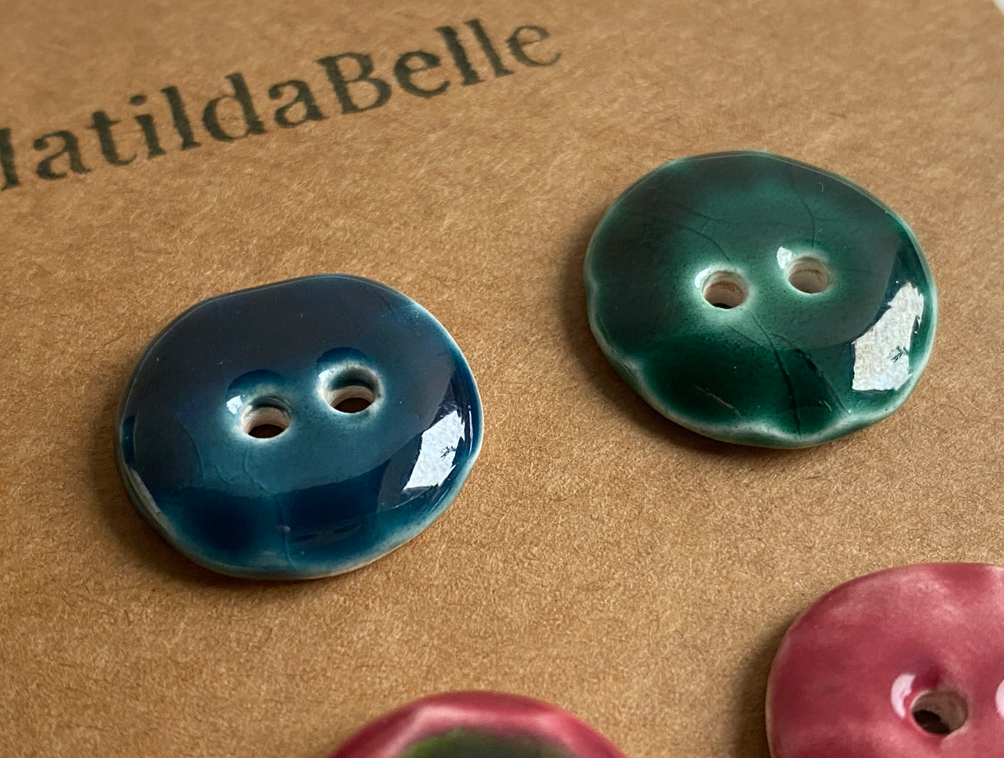 Buttons Set of 9 Rounds 20mm Handmade Ceramic Buttons