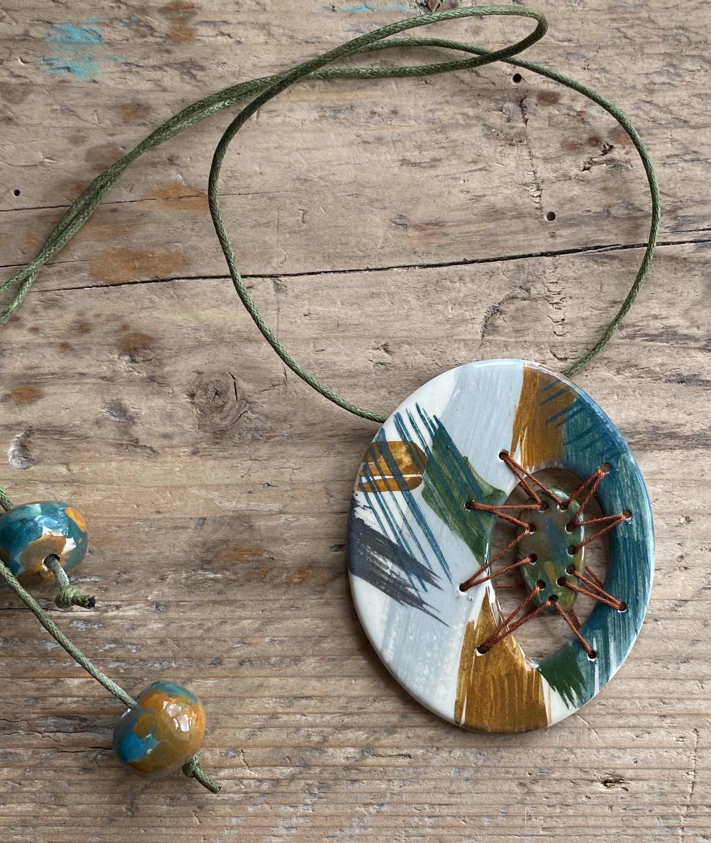 Statement Stitched Pendant Necklace