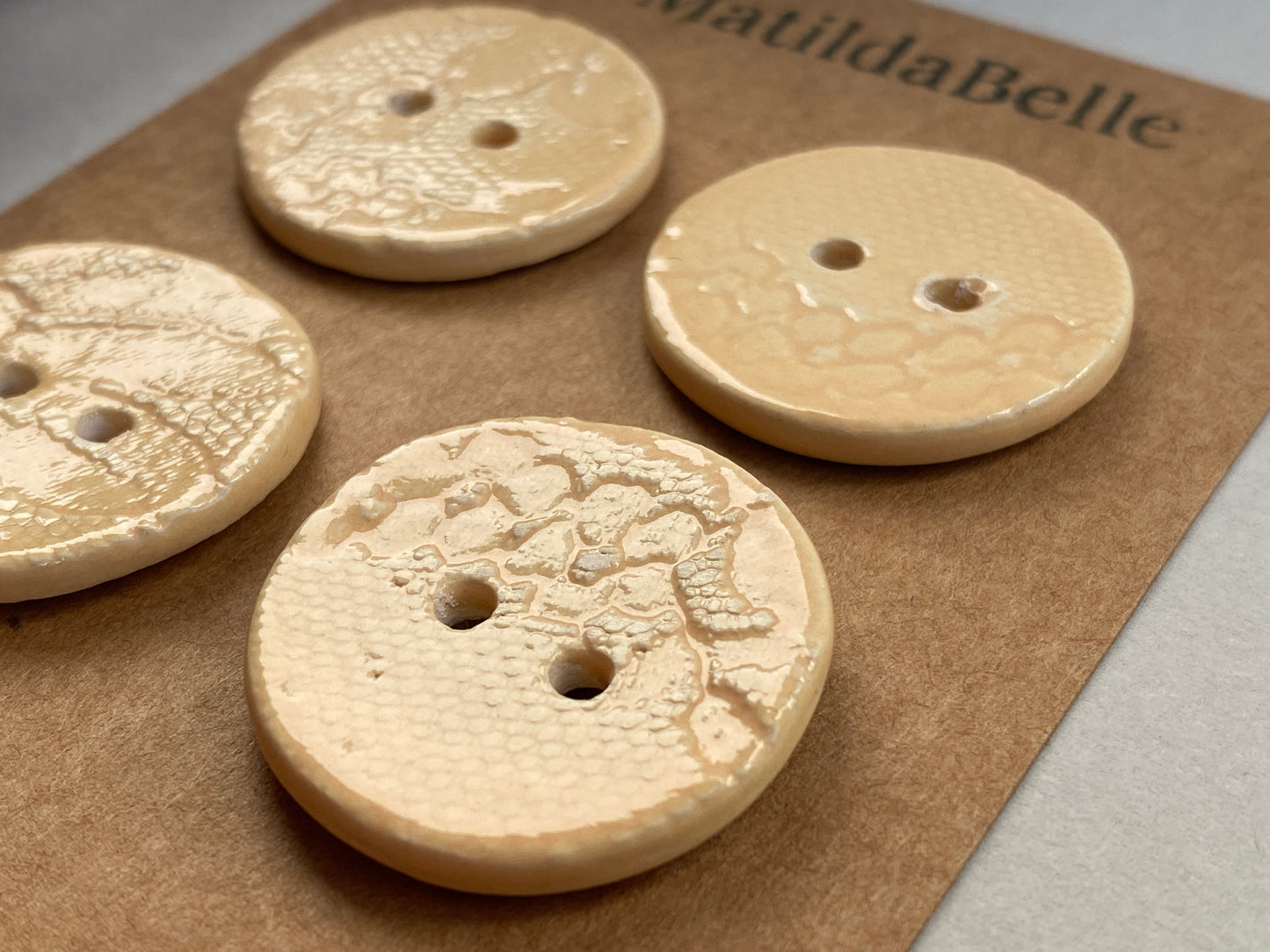 28mm Set of four handmade ceramic 28mm round buttons yellow