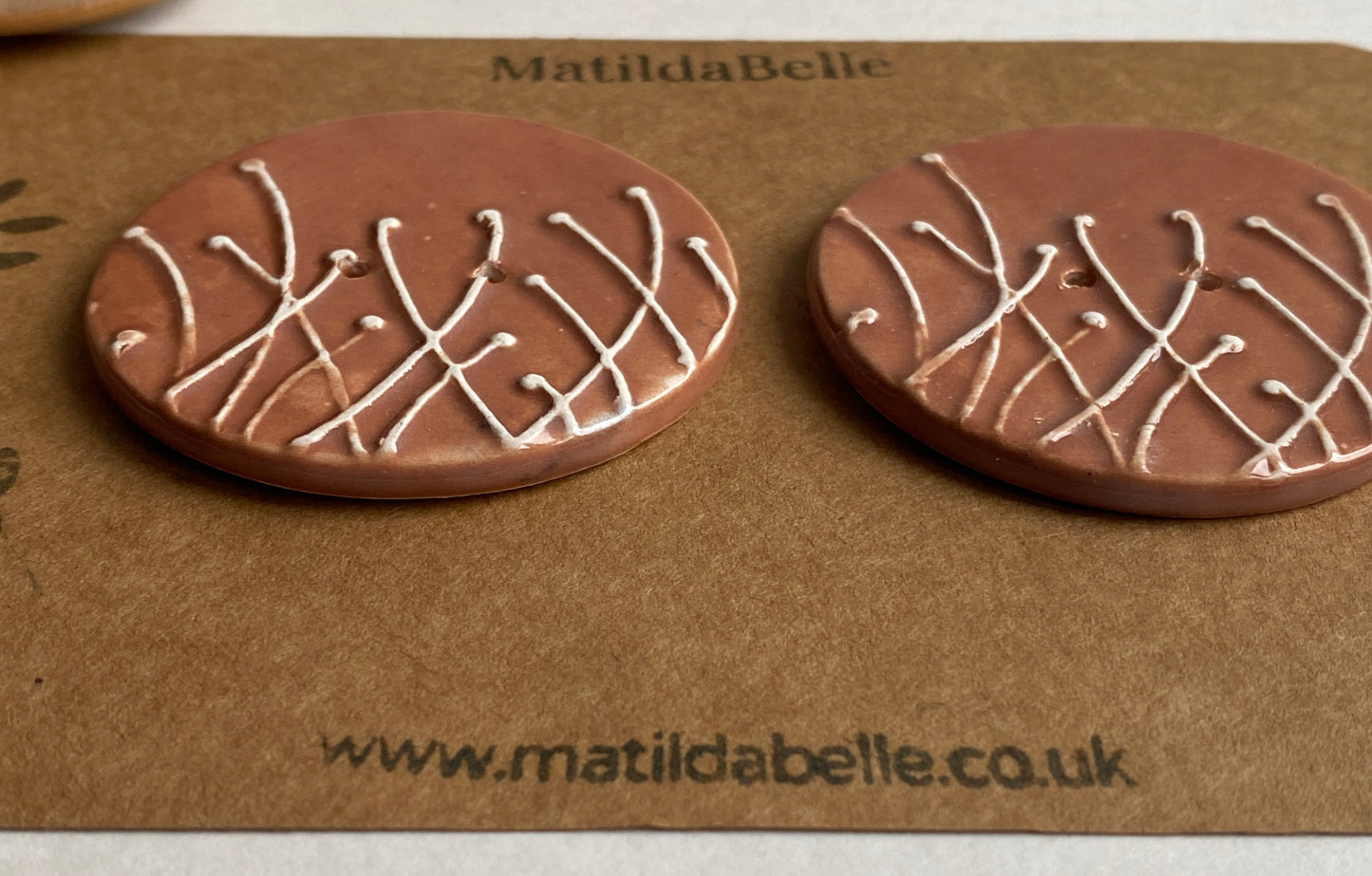 Large Pair of Botanical Handmade Buttons 50mm