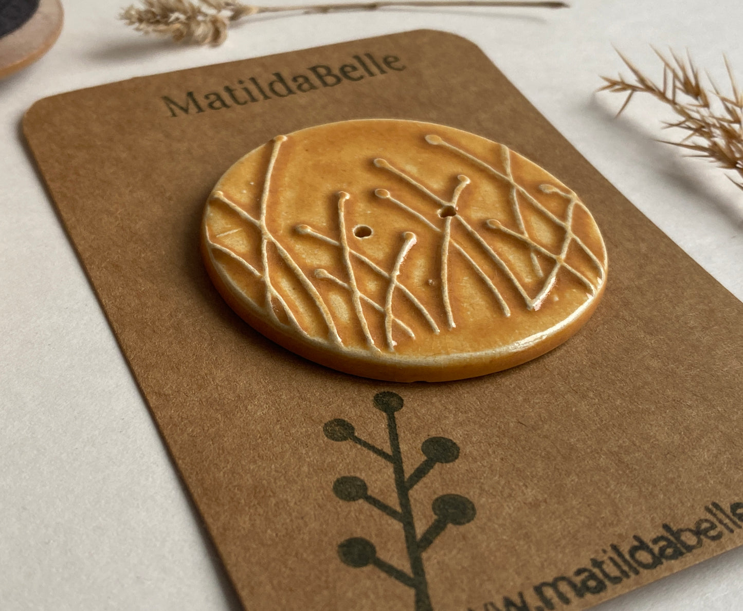 Large Botanical Single Handmade Button 50mm