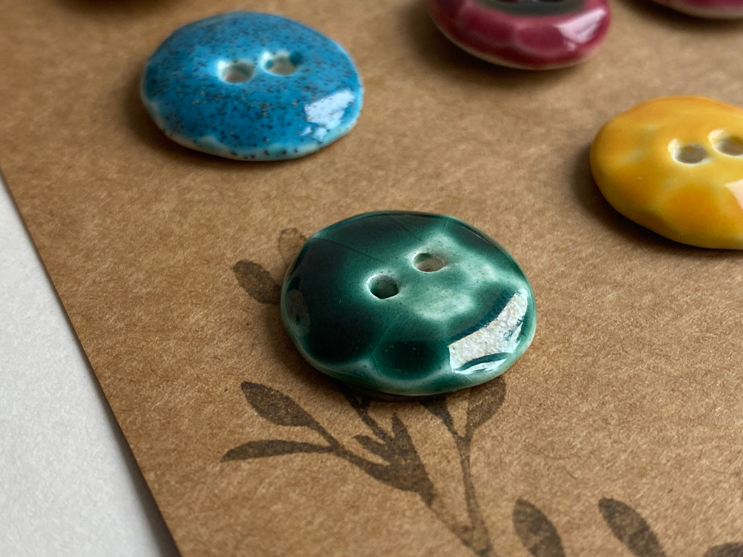 Buttons Set of 9 Rounds 20mm Handmade Ceramic Buttons