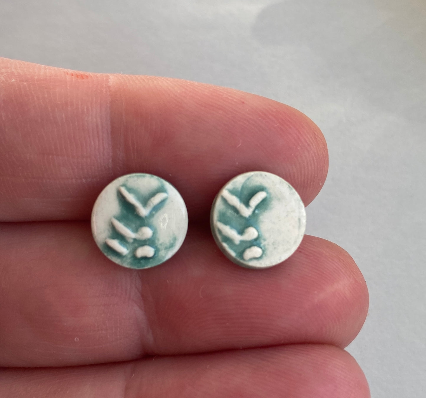 Handmade Ceramic Botanical Earrings - Sterling Silver Posts