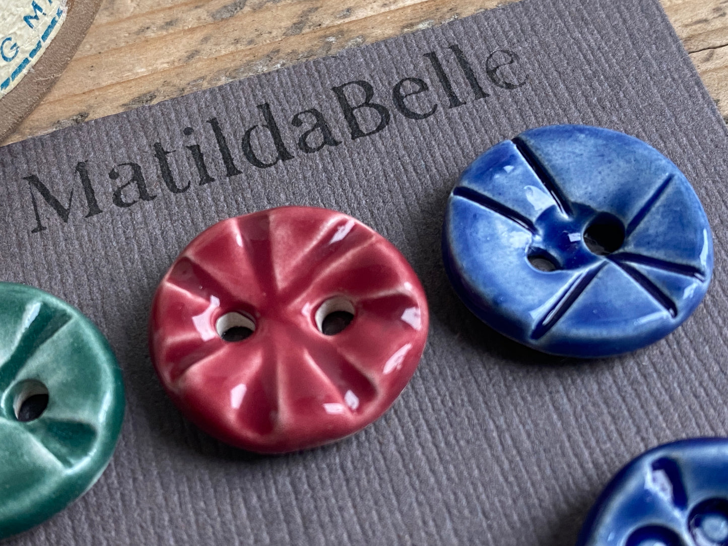 17mm Set of six round handmade Ceramic buttons 17mm , vintage inspired