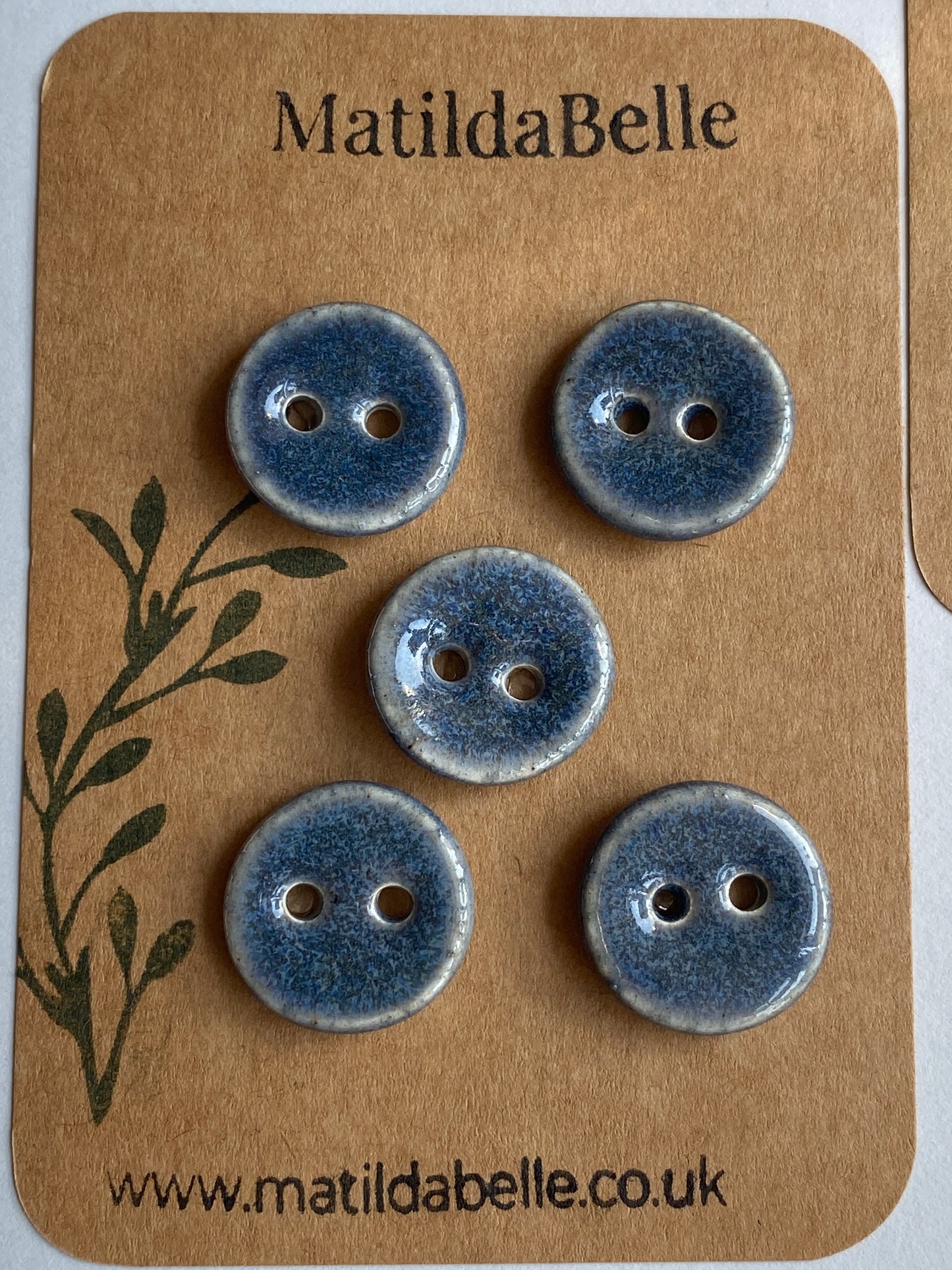 Buttons set of 5 Round Heather 20mm Handmade Ceramic Buttons, choice of buttonhole size