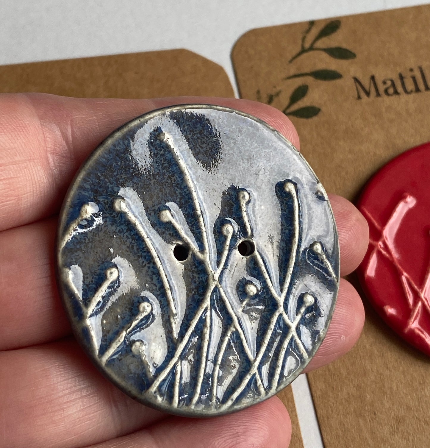 Large 50mm Botanical Seed Head Handmade Button, choice of colours