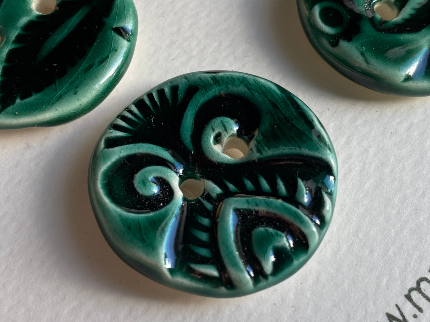28mm Buttons, Botanical choice of Blue or Green set of 4