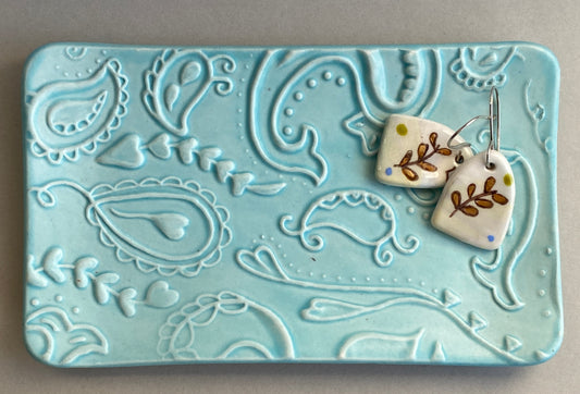Handmade Rectangular Ceramic Trinket Trays choice of colours