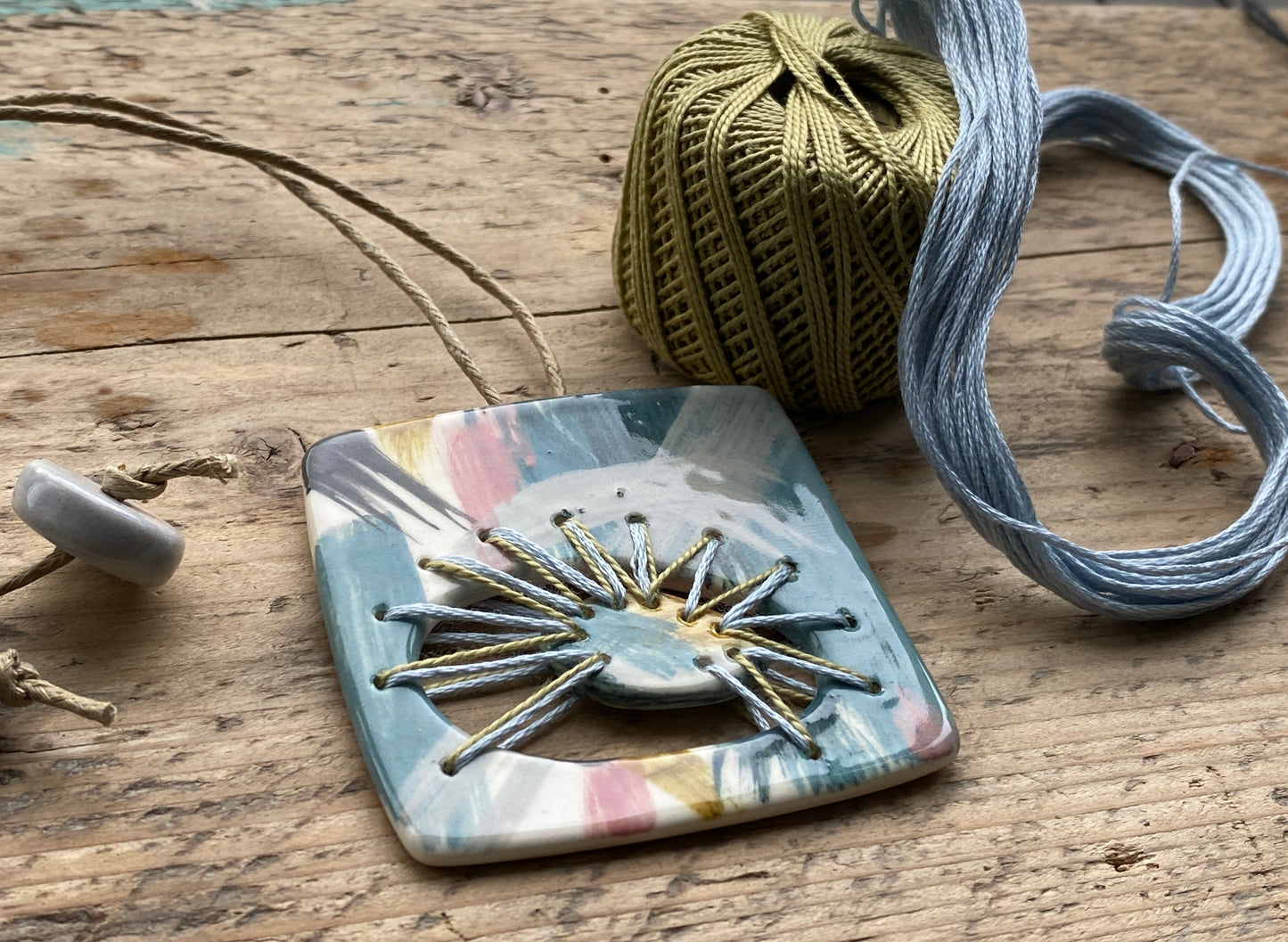 Statement Stitched Pendant Necklace