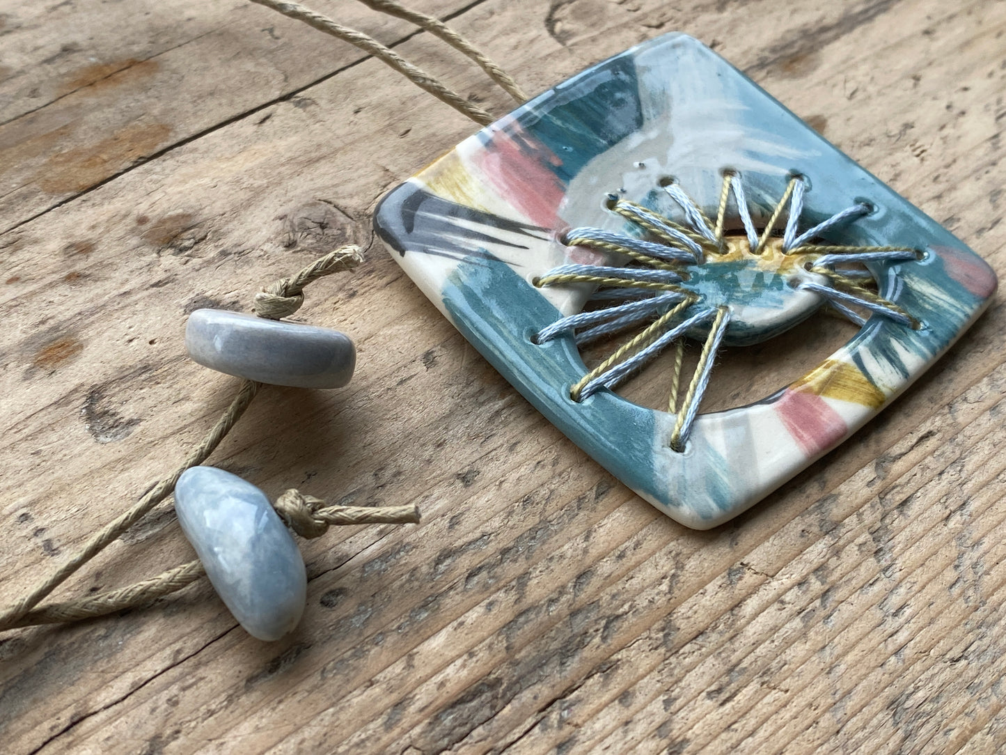 Statement Stitched Pendant Necklace