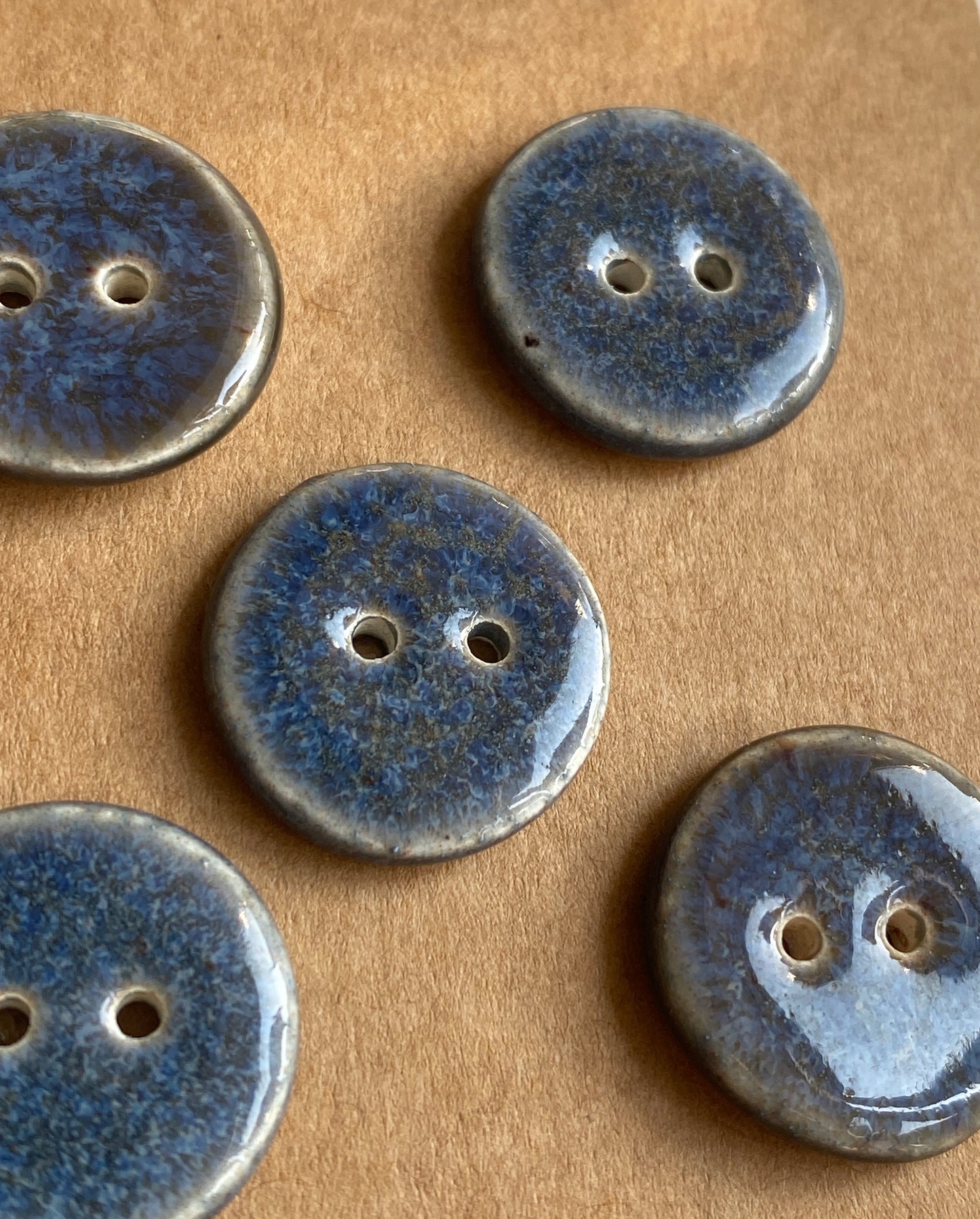 Buttons set of 5 Round Heather 20mm Handmade Ceramic Buttons, choice of buttonhole size