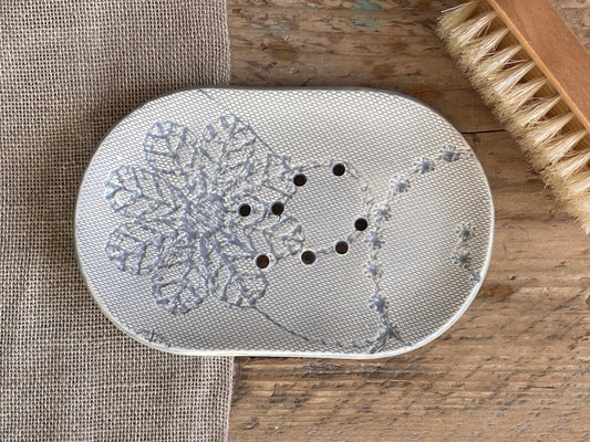 Handmade Large Ceramic Soap Dish soft Grey