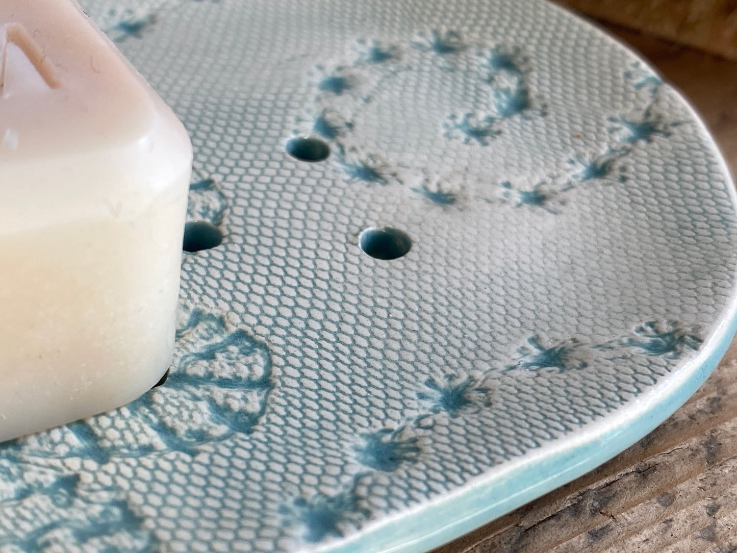 Handmade Ceramic Large Soap Dish Sea Green