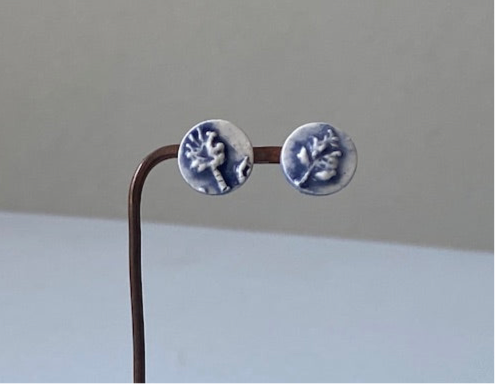 Handmade Ceramic Botanical Earrings - Sterling Silver Posts