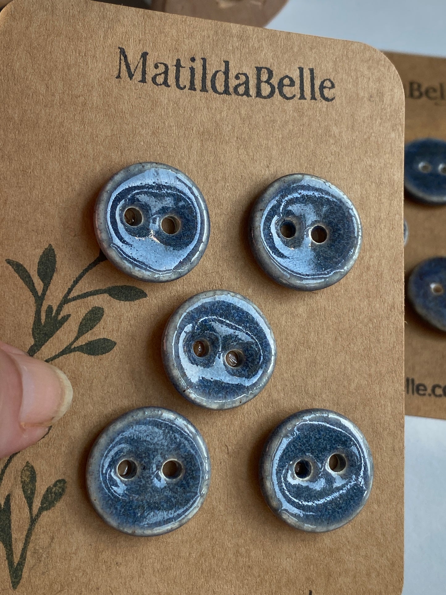 Buttons set of 5 Round Heather 20mm Handmade Ceramic Buttons, choice of buttonhole size