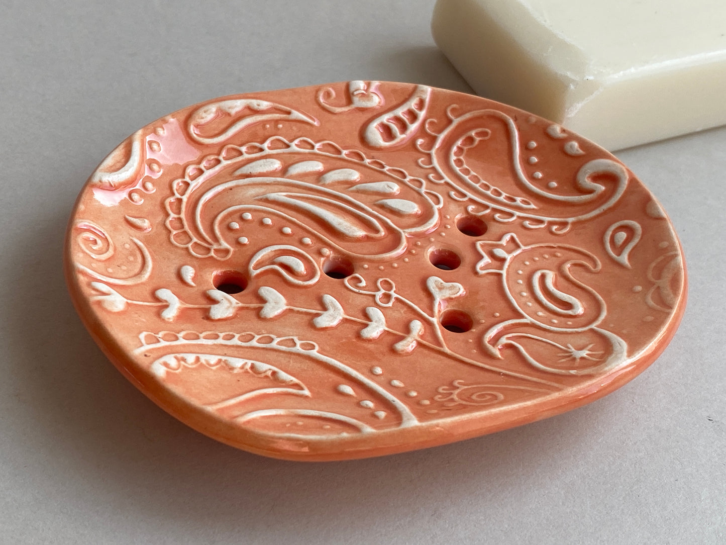 Soap Dishes Handmade Paisley Draining Dish choice of Colours