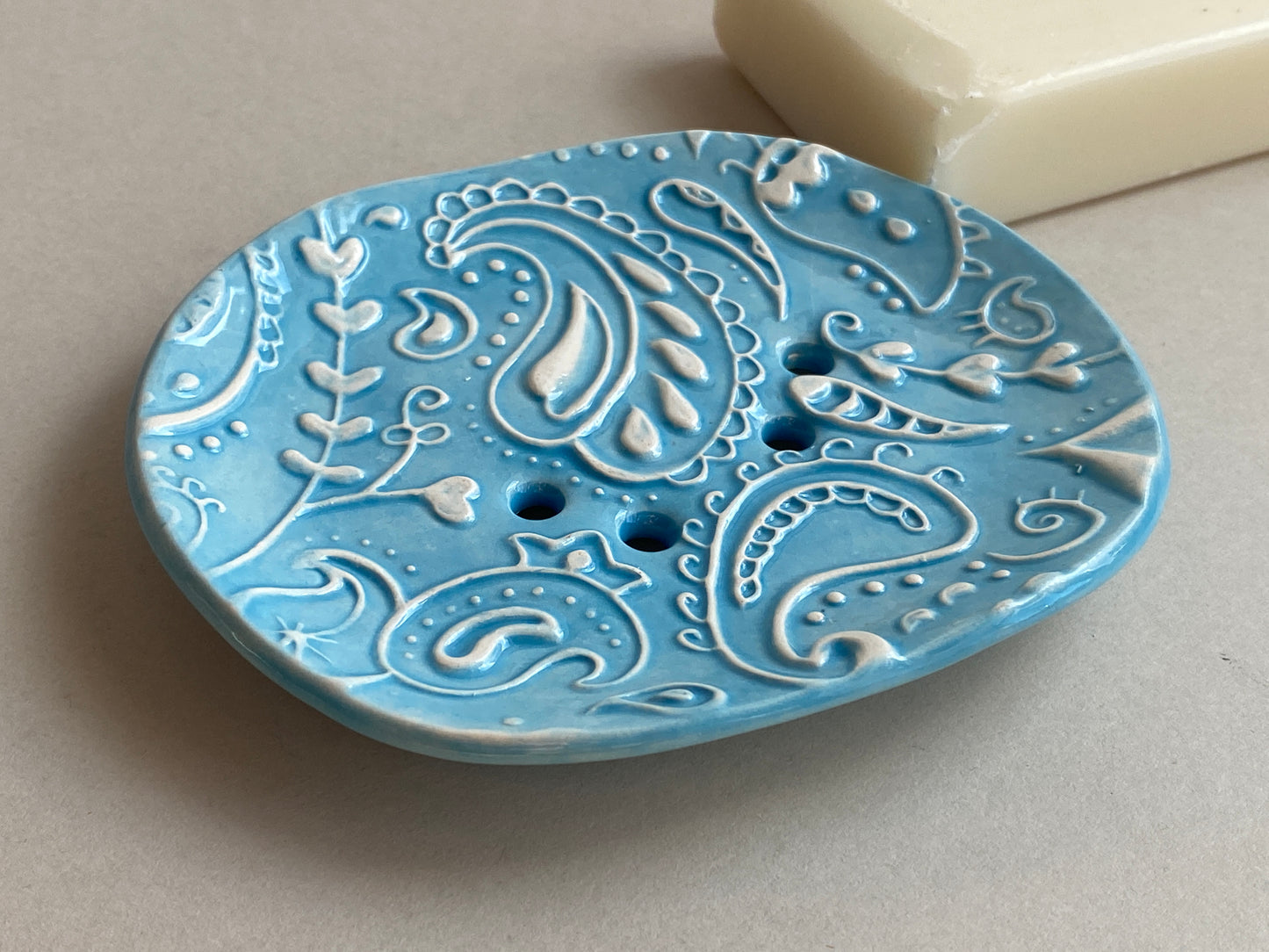 Soap Dishes Handmade Paisley Draining Dish choice of Colours