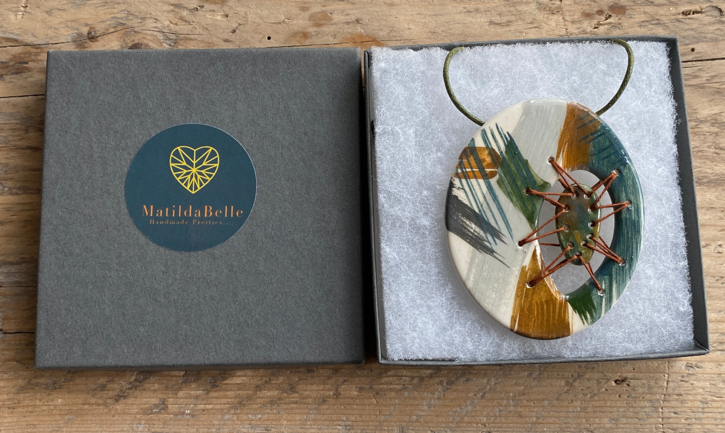 Statement Stitched Pendant Necklace