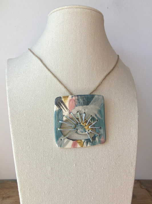 Statement Stitched Pendant Necklace