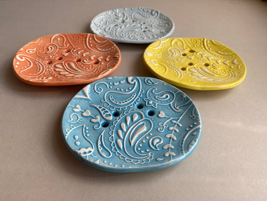 Soap Dishes Handmade Paisley Draining Dish choice of Colours