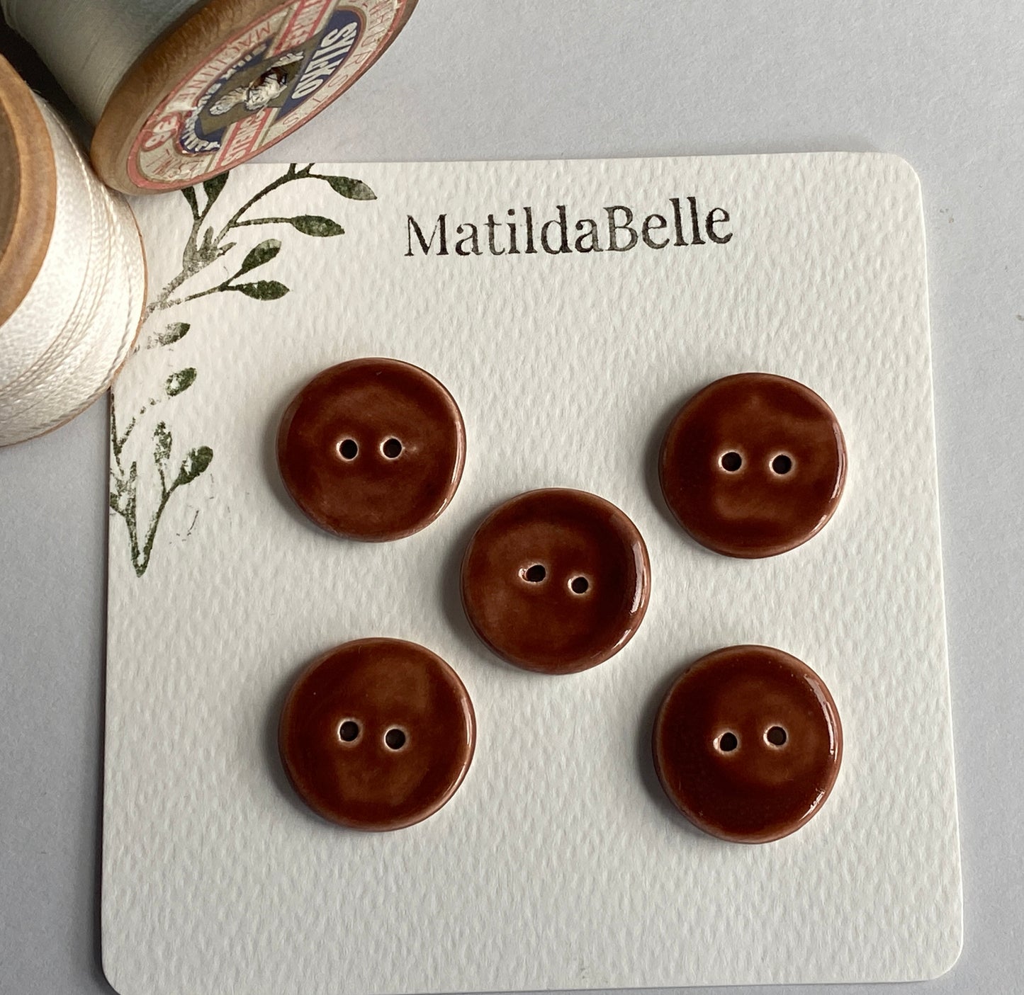 Buttons set of 5 round 22mm Handmade Ceramic Buttons choice of colours