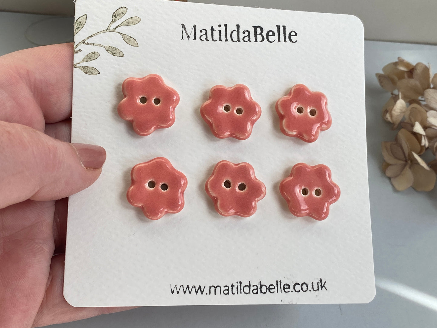 Flower Buttons pretty pink 20mm set of 6