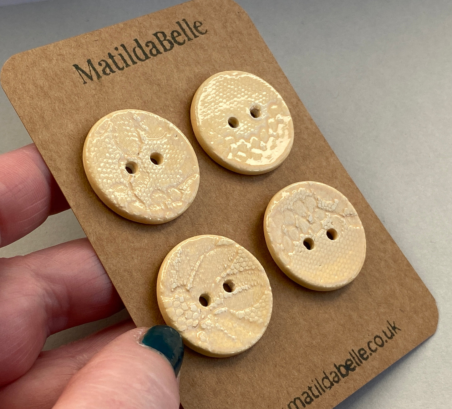 28mm Set of four handmade ceramic 28mm round buttons yellow