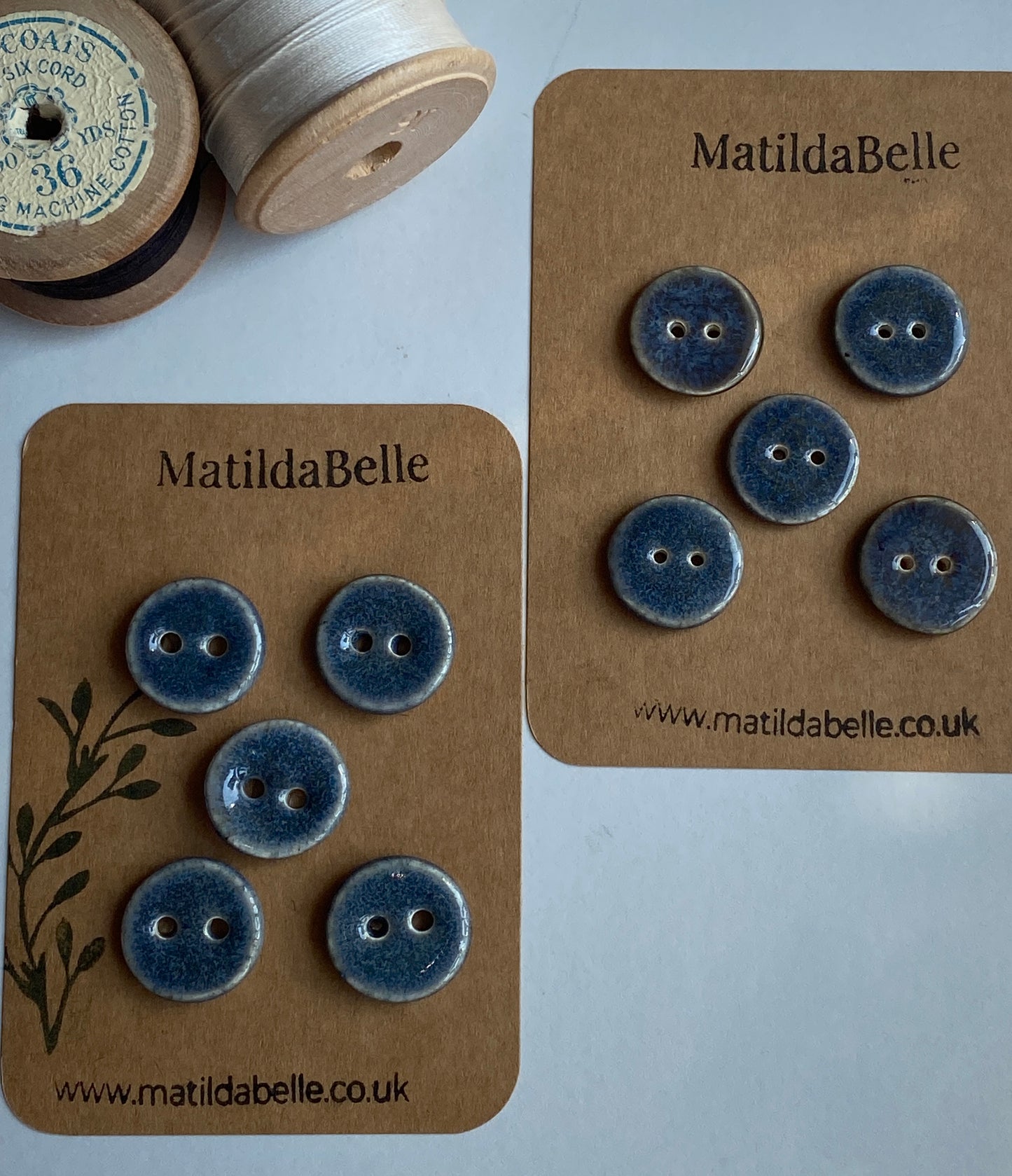 Buttons set of 5 Round Heather 20mm Handmade Ceramic Buttons, choice of buttonhole size