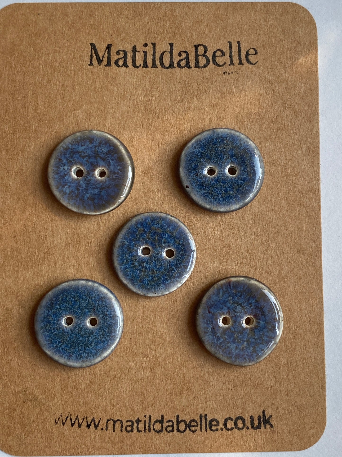 Buttons set of 5 Round Heather 20mm Handmade Ceramic Buttons, choice of buttonhole size