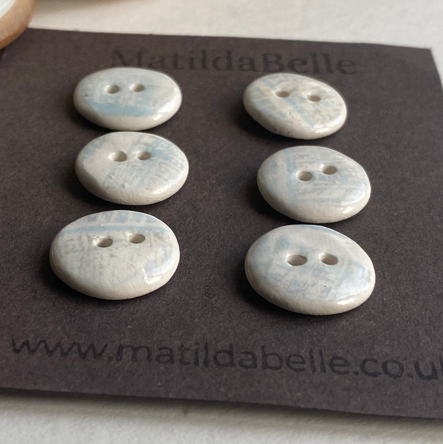 Buttons set of Six 16mm Handmade Round Ceramic Buttons
