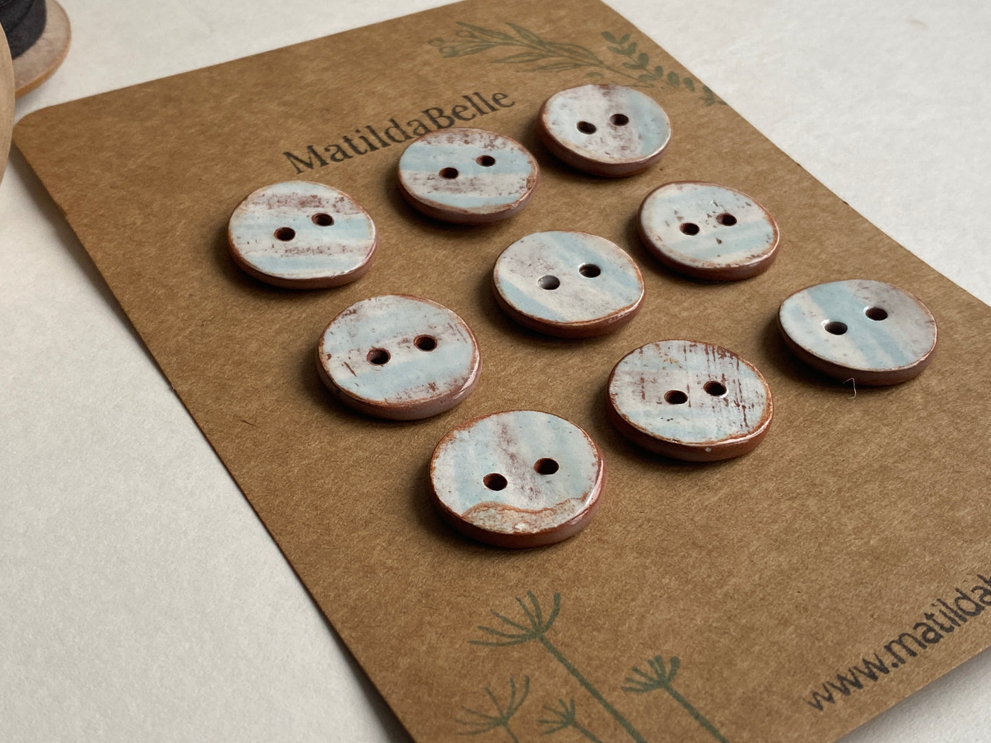 Buttons set of 9,  20mm Handmade Round Ceramic Buttons
